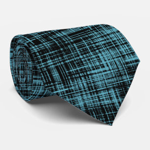 Black Teal Blue Abstract Stripe Pattern Tie