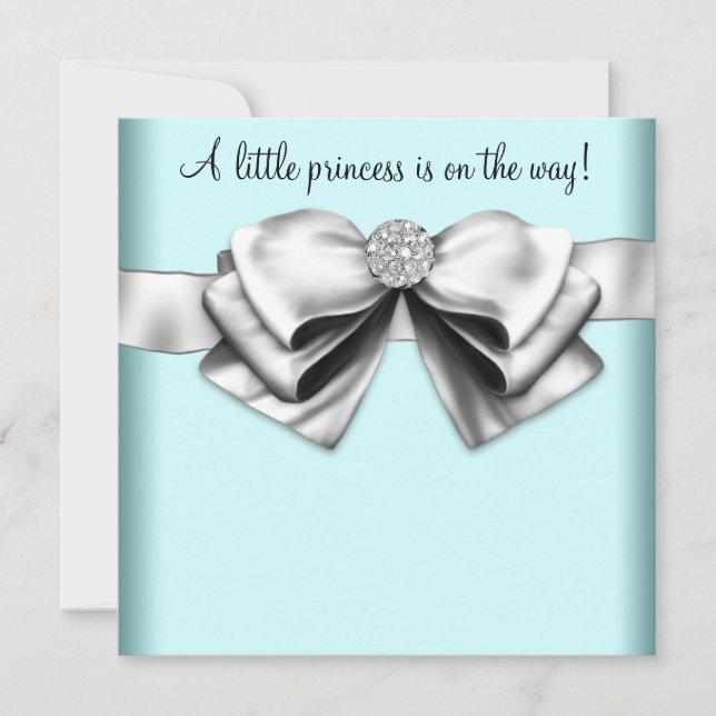 Black Teal Blue Princess Baby Shower Invitation (Front)