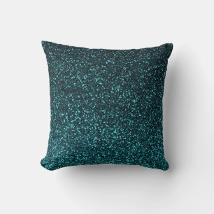 Black teal blue sparkly glitter pillow