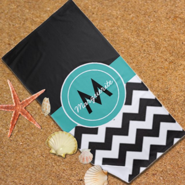 Black Teal Chevron Beach Towel (Creator Uploaded)