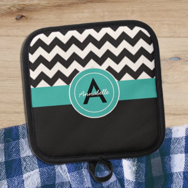 Black Teal Chevron Pot Holder (Creator Uploaded)