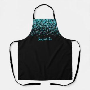 Black Teal Faux Glitter Personalised Apron