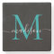 Black Teal Green Monogram Feminine Script Name