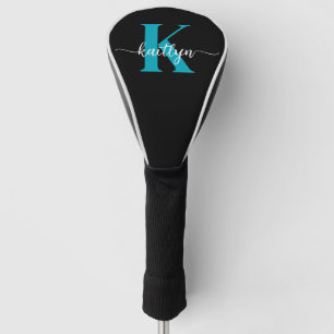 Black Teal Monogram Golf Head Cover