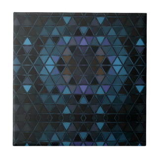 Black & Teal Mosaic Southwest Boho Stained Glass Ceramic Tile