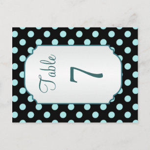 Black teal polka dot Table Number Postcard