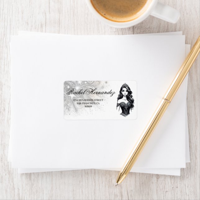 Black & Teal Quinceañera Girl Label (Insitu)