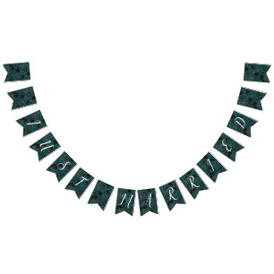 Black Teal Rose Gothic Elegant Wedding Bunting