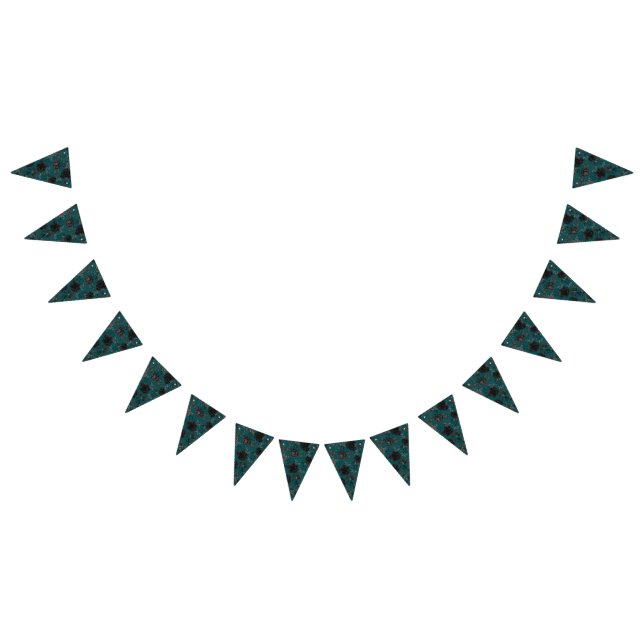 Black Teal Rose Gothic Elegant Wedding Bunting (All)