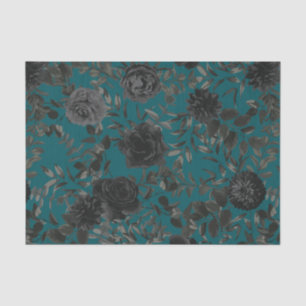 Black Teal Rose Gothic Elegant Wedding Tissue Paper
