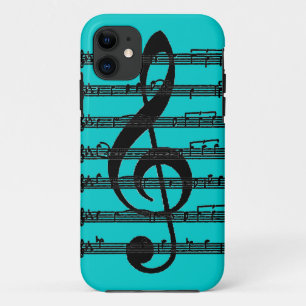 Black teal treble clef music note iphone 5 case