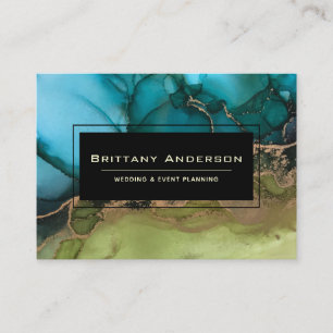 Black Teal Wedding Event Planner Business Card