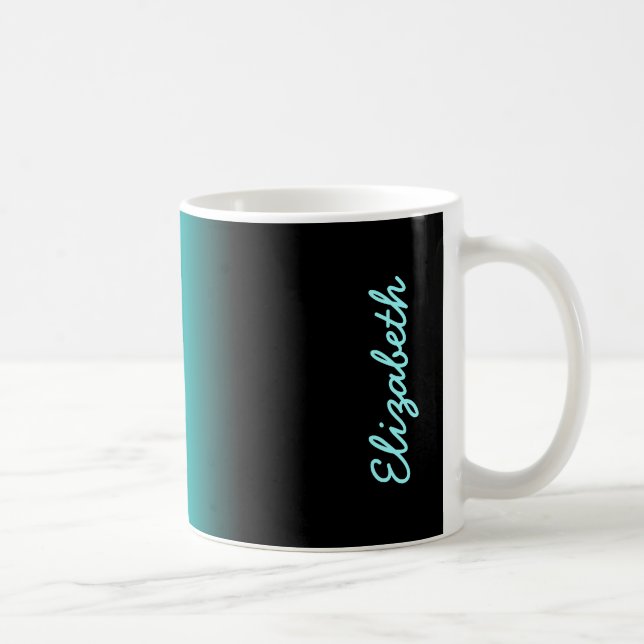 Black Teal White Ombre Coffee Mug (Right)