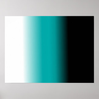 Black Teal White Ombre Poster