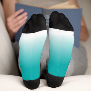 Black Teal & White Ombre Socks