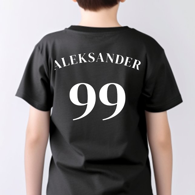 Black Team Logo Name Number Modern Sport T-Shirt (Creator Uploaded)