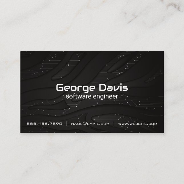 Black Tech Modern Background Business Card (Front)