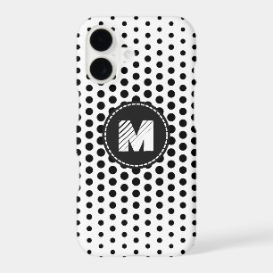 Black Techno Dots Modern Monogram
