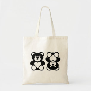Black Teddy Bear Cute Design Tote Bags
