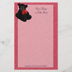 Black Teddy Bear Stationery