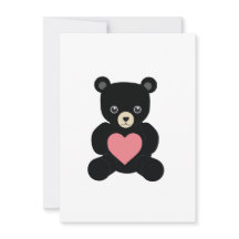 Black Teddy Bear with Heart Card