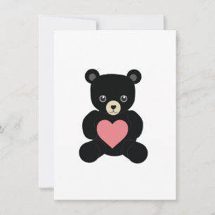 Black Teddy Bear with Heart Card