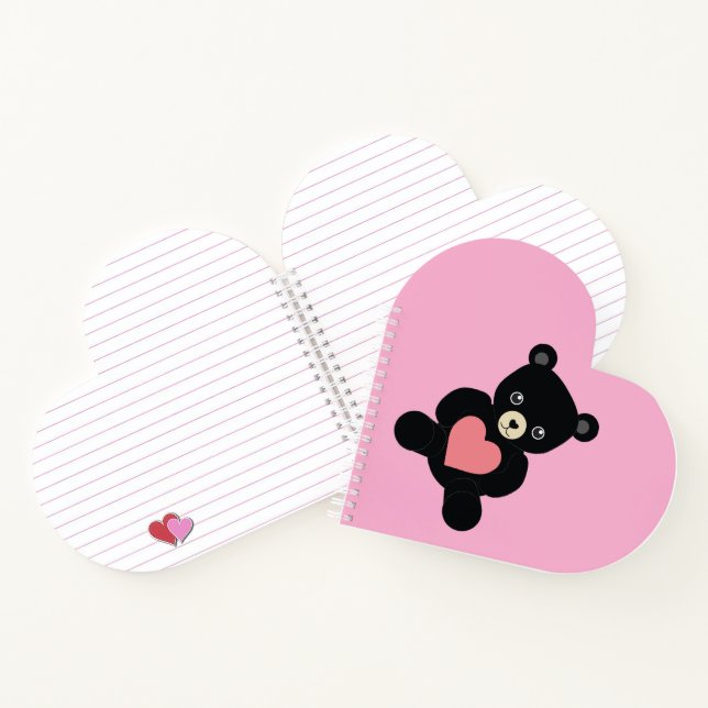 Black Teddy Bear with Heart Notebook (Inside)