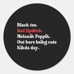 Black Tee Red Lipstick Melanin Brown Skin Black Hi Classic Round Sticker
