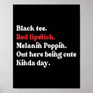 Black Tee Red Lipstick Melanin Brown Skin Black Hi Poster