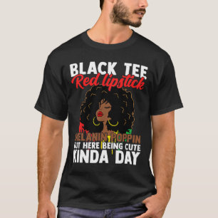 Black Tee Red Lipstick Melanin Poppin Out Here Bei