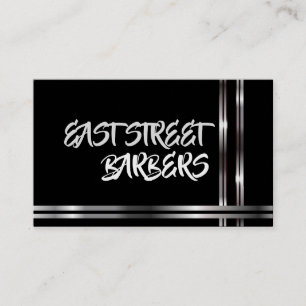 Black Template with Silver and Black Stripes on an Business Card