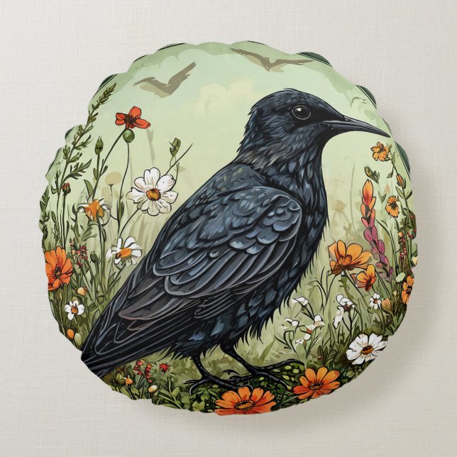 Black tern Bird Gift Home Decor Design Round Cushion (Front)