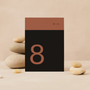 Black Terracotta Stripe Plain Premium Elegant Table Number