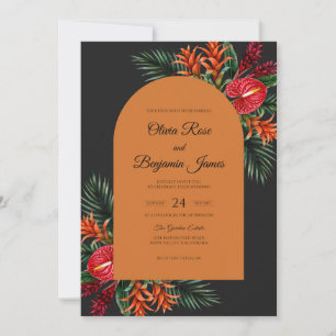 Black Terracotta Tropical Eucalyptus Wedding Invitation