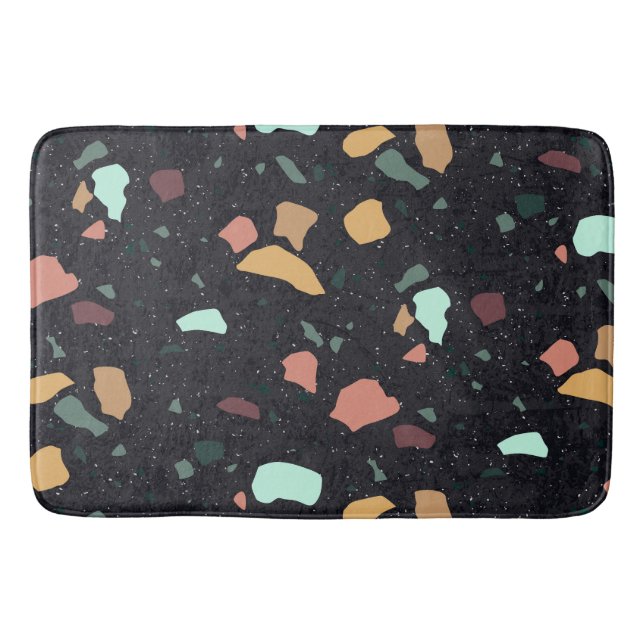 Black Terrazzo Pattern Bath Mat (Front)