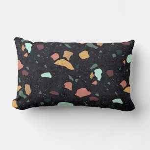 Black Terrazzo Pattern Lumbar Cushion