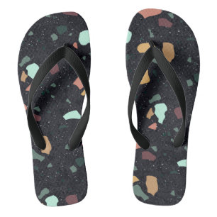 Black Terrazzo Pattern Thongs
