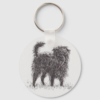 Black Terrier Button Key ring