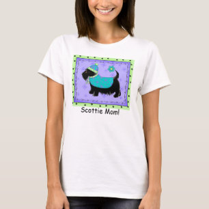 Black Terrier Dog Purple Green Custom Scottie Mum T-Shirt