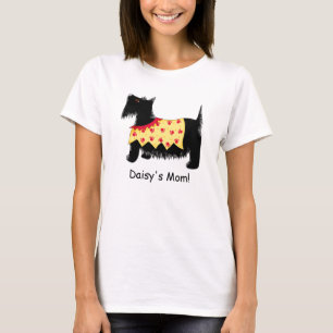 Black Terrier Dog Yellow Red Name Personalised Mum T-Shirt