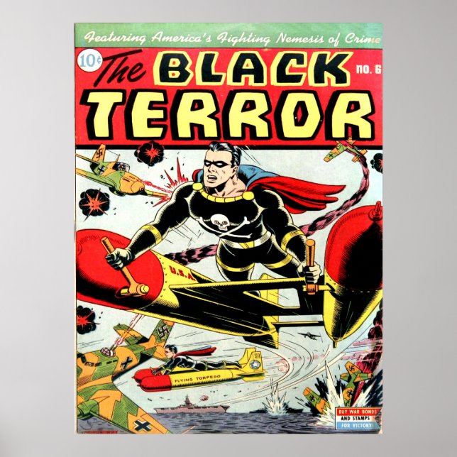 BLACK TERROR Cool Vintage Comic Book Cover Art Poster (Front)
