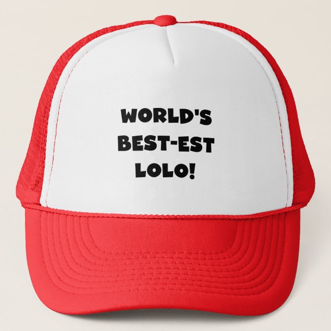 Black Text Best-est Lolo T-shirts and Gifts Trucker Hat (Front)
