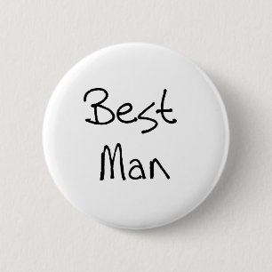 Black Text Best Man 6 Cm Round Badge