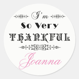 Black Text Design- Thank You Classic Round Sticker