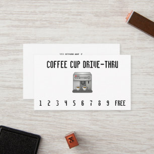 Black Text Espresso Machine Drive-Thru Punchcard Loyalty Card