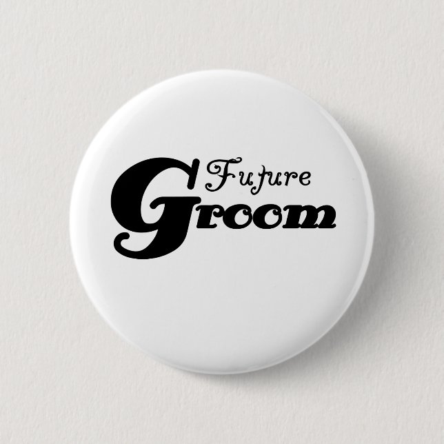 Black Text Future Groom 6 Cm Round Badge (Front)