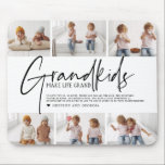 Black Text | Grandkids Make Life Grand Photo Mouse Pad<br><div class="desc">"Grandkids make life grand" in black modern calligraphy lettering overlays and 6 photo collage. Perfect for any grandparent! - mama, grandma, nana, meema, abuelito, grammie, grammy, momma, mimi, nanny, memaw, nanie, yiayia - papa, pépé, grandad, grandpapa, grand-pére, grampa, gramps, grampy, geepa, paw-paw, pappou, pop-pop, poppy, pops, pappy, nonno, opa, baba,...</div>