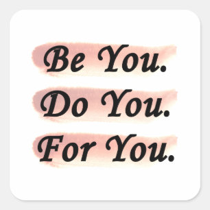 Black Text Inspirational on Blush Pink & Rose Gold Square Sticker