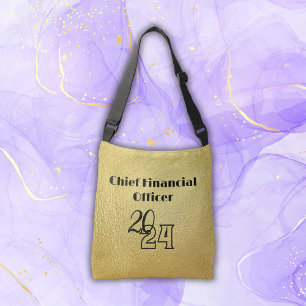 Black text on gold - monogram   crossbody bag