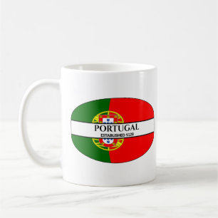 Black Text Portugal Established 1128 Flag Coffee Mug